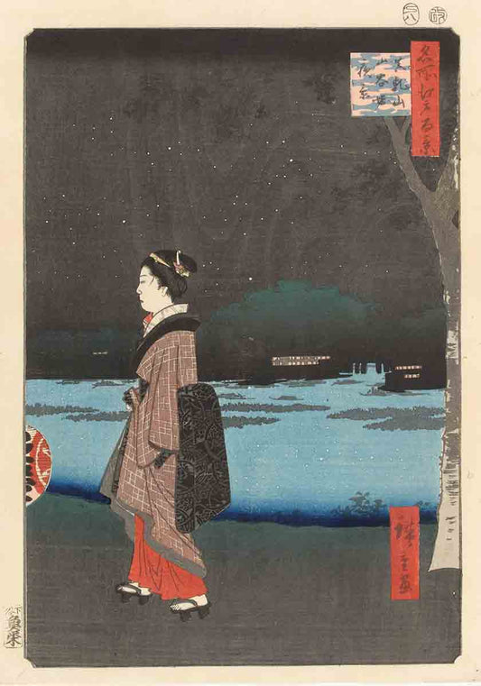 ukiyo-e woman at night