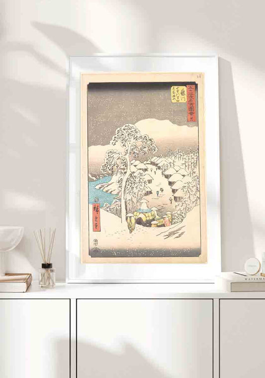 ukiyo-e snowy village