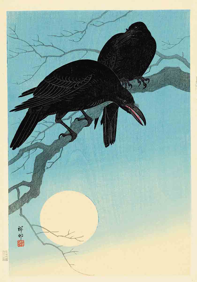 ukiyo-e crows