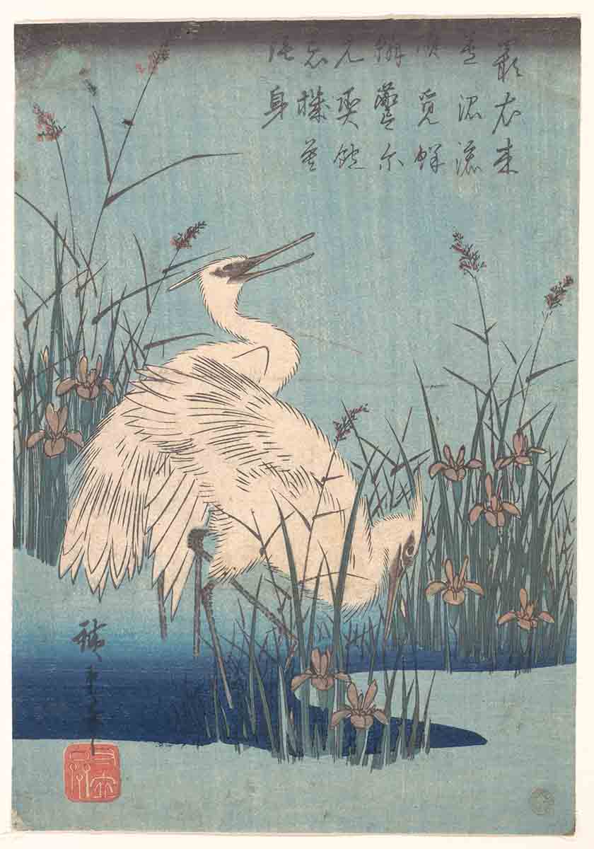 ukiyo-e herons