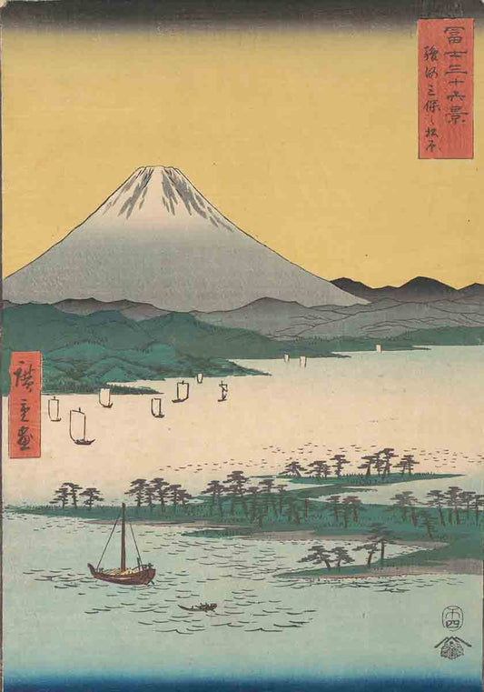 ukiyo-e mount fuji sunset