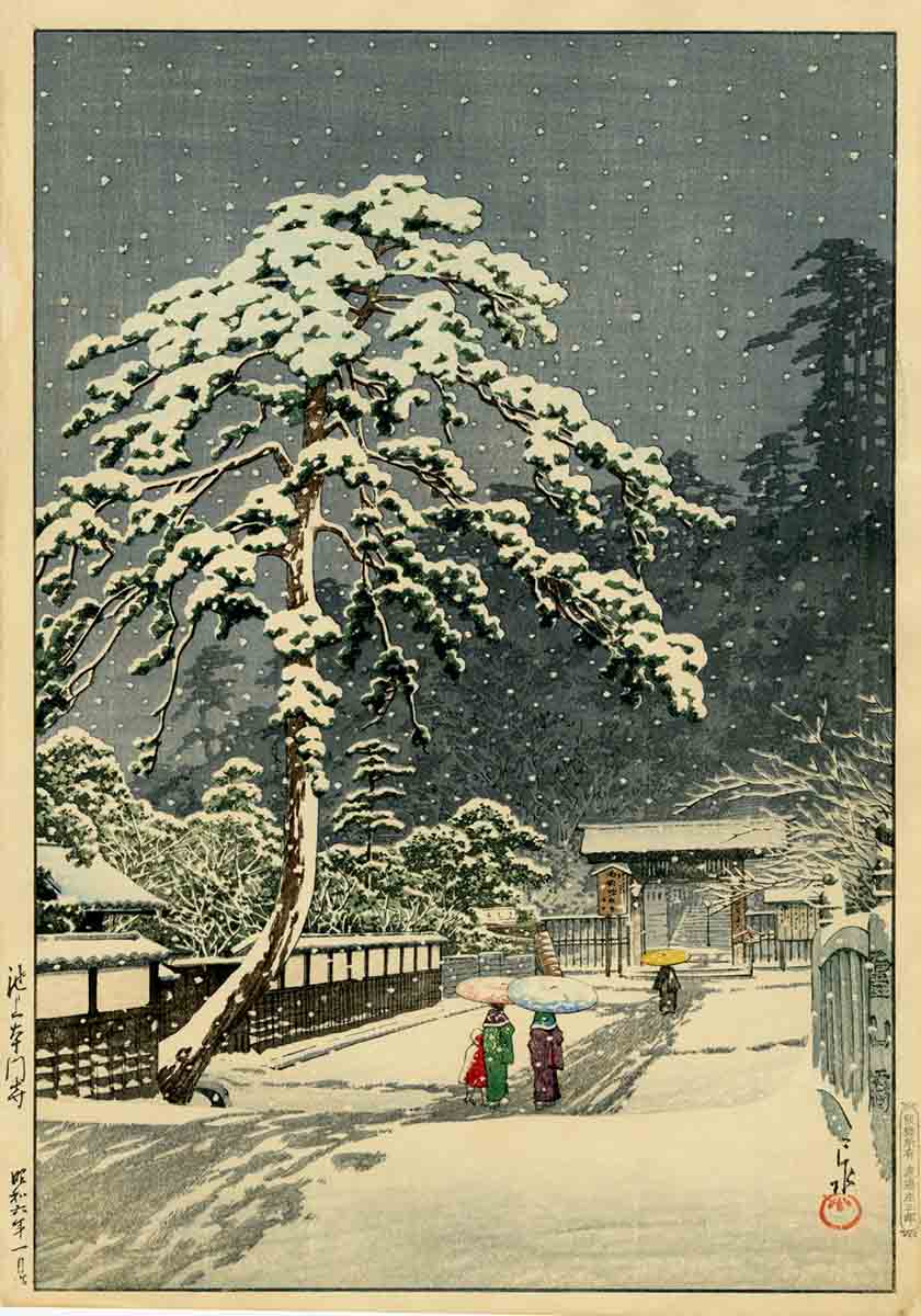 Japan Print Night Snow
