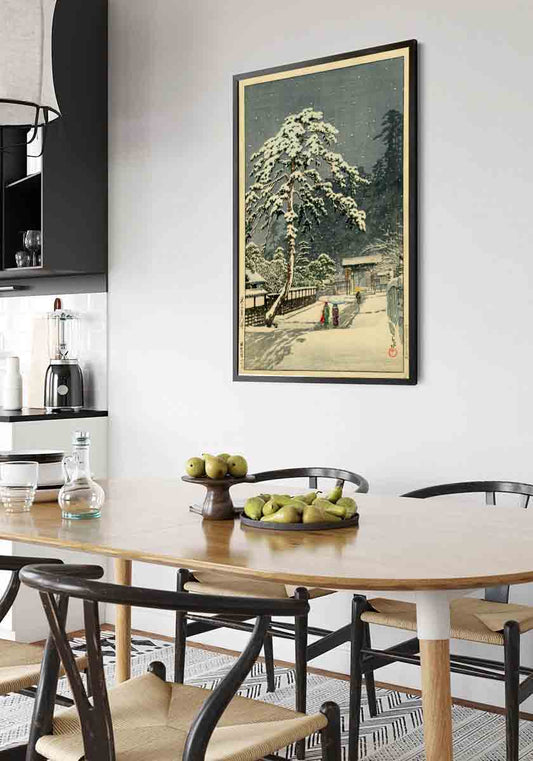 Japan Print Night Snow